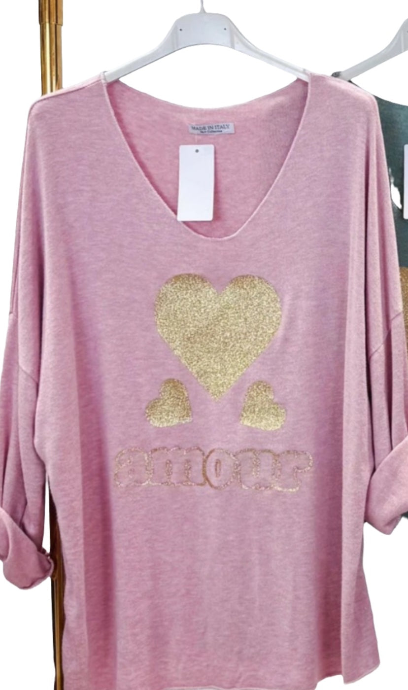 Top a manches longues "amour" stretch