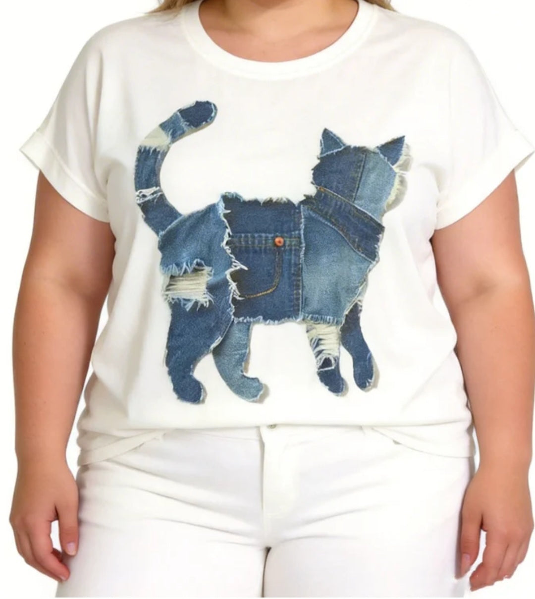 Tee-shirt chat "jean's" ( en pré commande)