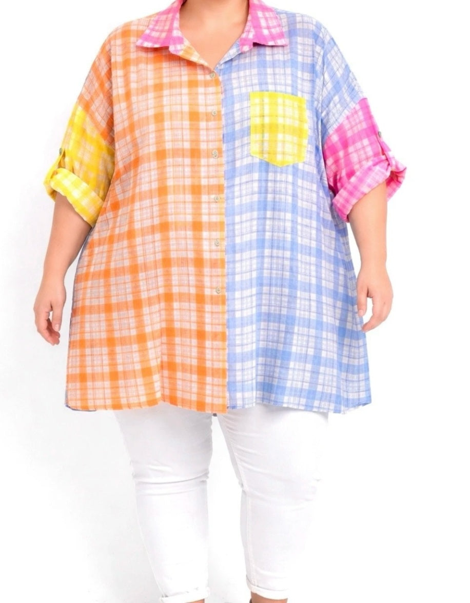 Chemise longue patchwork
