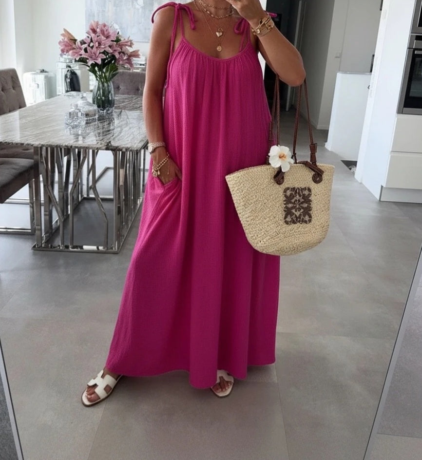 Robe gaze de coton a bretelles Capucine ( bientôt de retour en fushia et jaune)