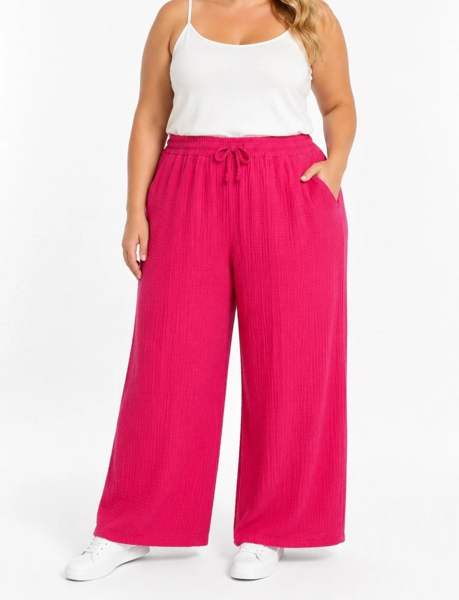 Pantalon palazzo en gaze de coton Zoé ( en pré commande)