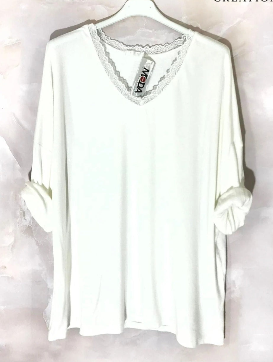 Tunique oversize maille douce et stretch avec dentelle DONA ( en pré commande)