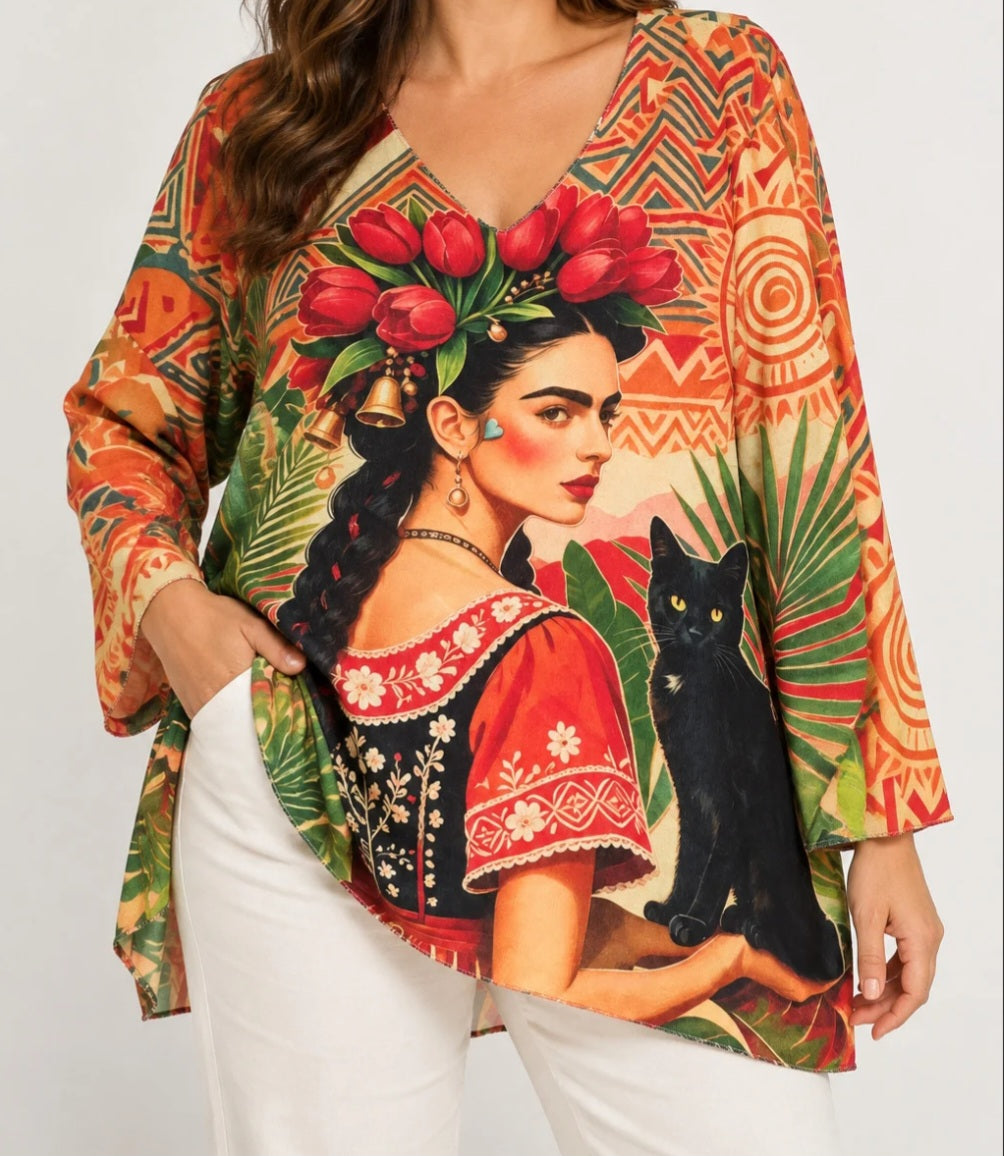 pull imprimé au style chic et décontracté chat (en pré commande)