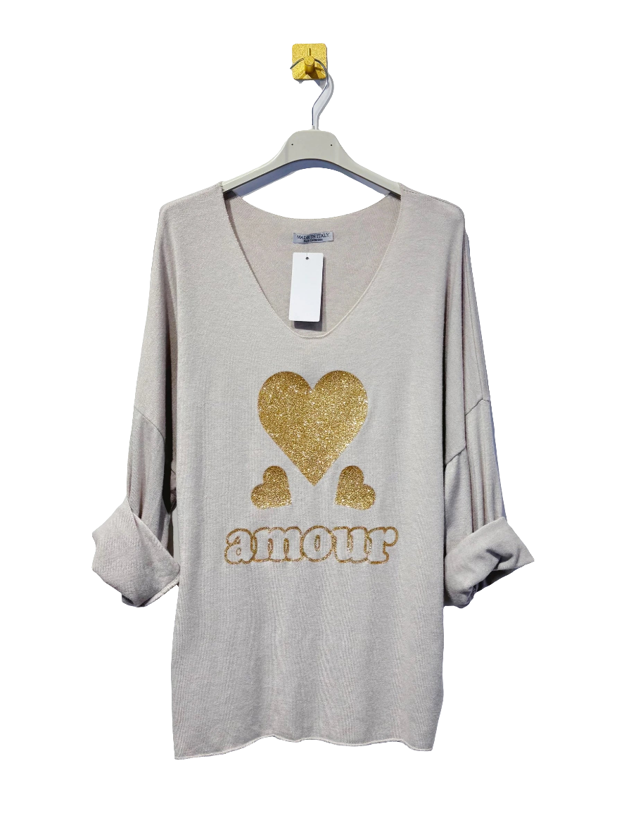 Top a manches longues "amour" stretch