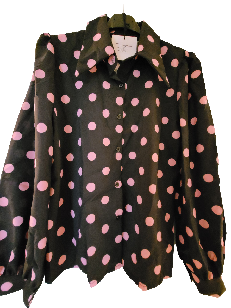 Chemise noire à pois rose