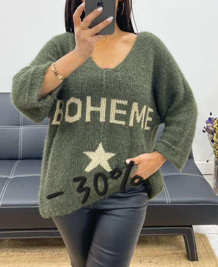 PULLOVER BOHEME LUREX MANCHES 3/4
