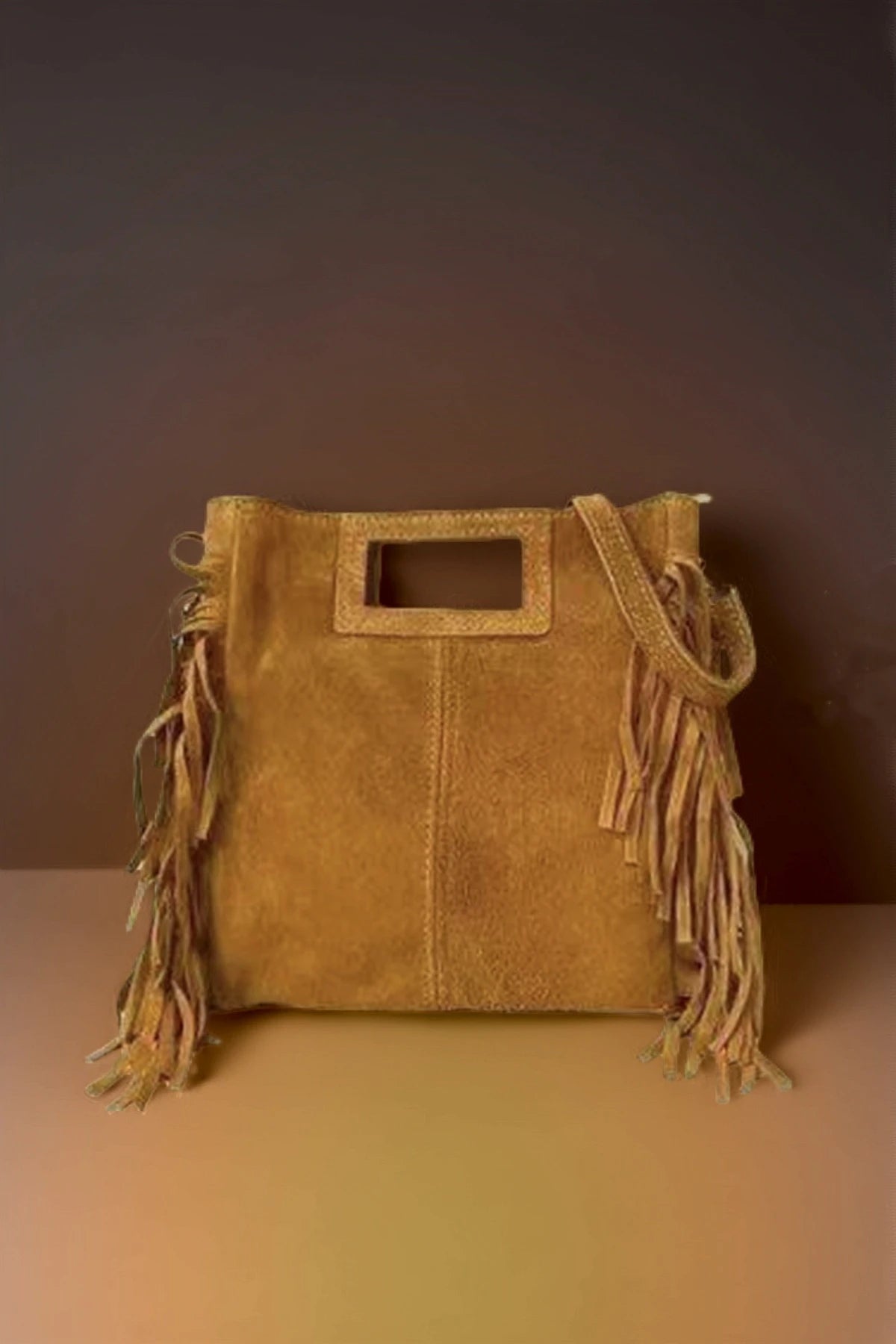 SAC A MAIN BANDOULIERE CROUTE DE CUIR