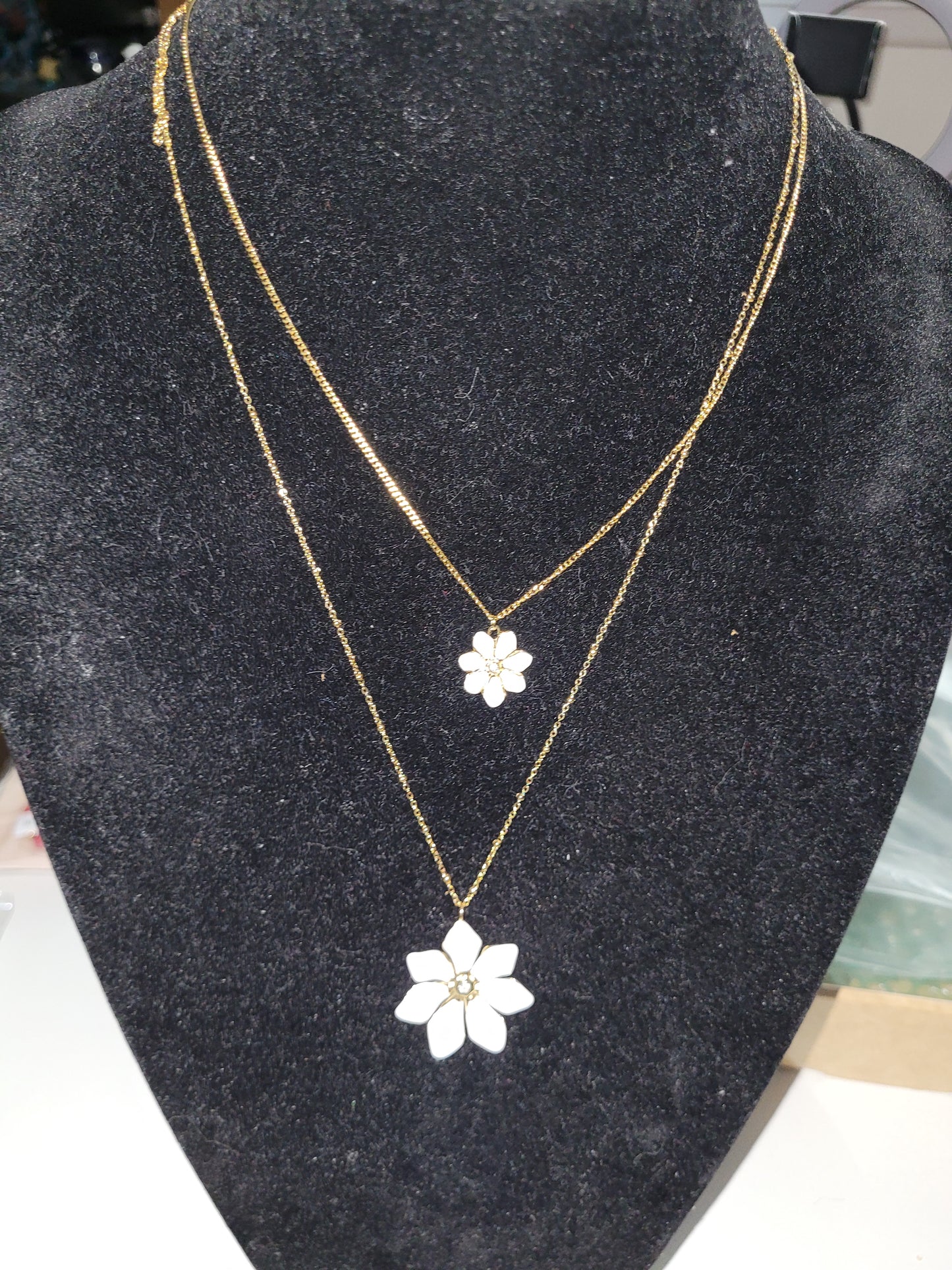 collier double rang fleurs