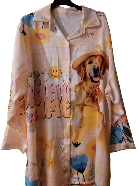 chemise colorée chien spring time