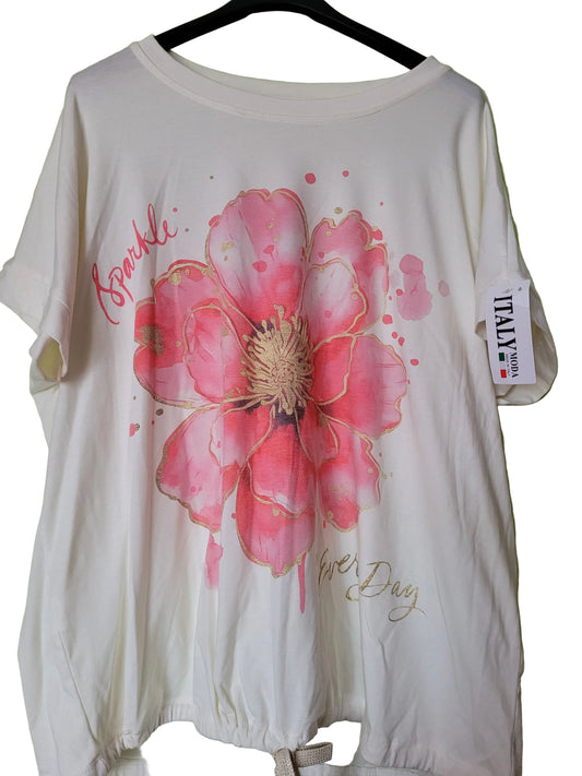 Haut manches courtes Fleur Rose