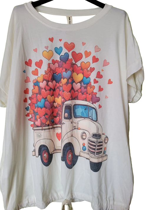 Hauts manches courtes camion coeurs