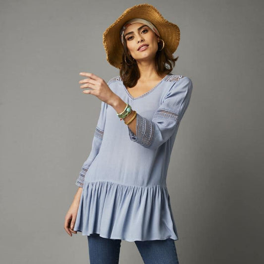 Blouse crépon fluide dos macramé neuve sans étiquette