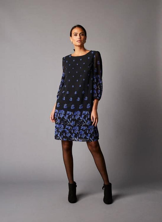 Robe courte imprimée, manches 7/8ème taille 38
