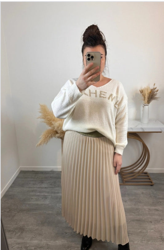 Jupe plissée beige Ariana