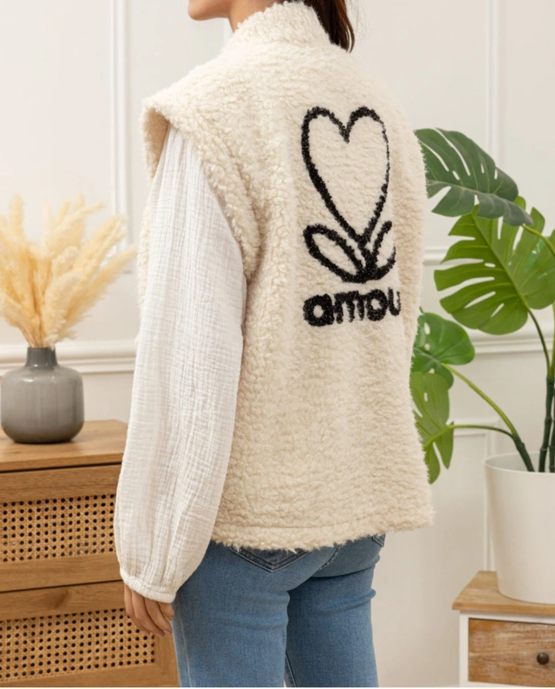 Gilet sans manches bouclettes Amour