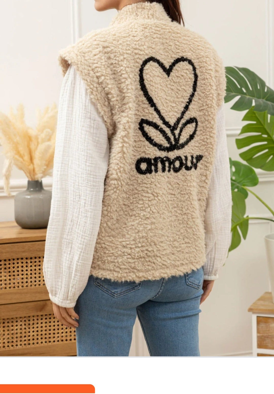 Gilet sans manches bouclettes Amour