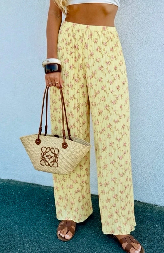 Pantalon plissé imprimé fleurie