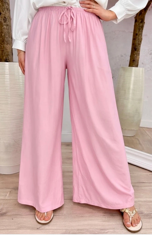 Pantalon taille élastique coupe large style casual chic