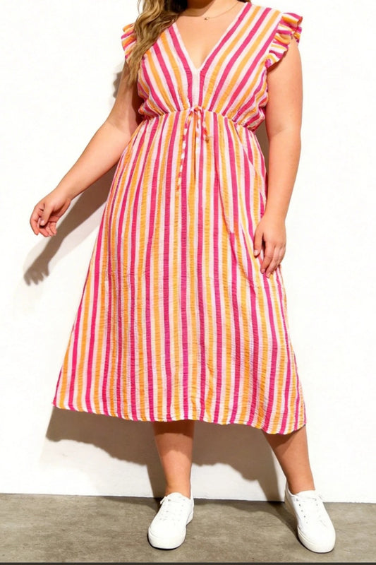 Robe à rayures fluo