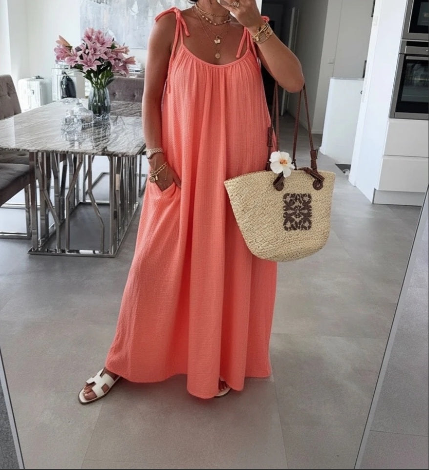 Robe gaze de coton a bretelles Capucine ( en pré commande)