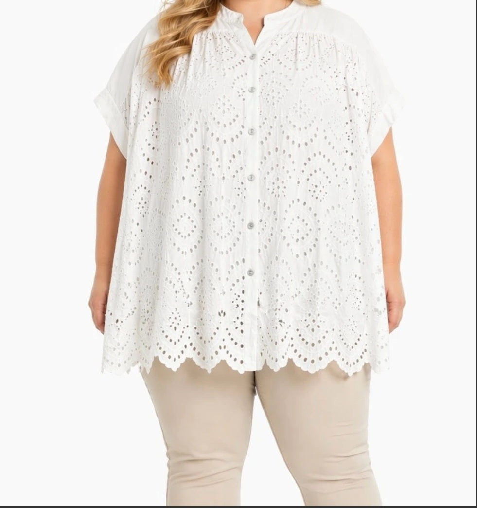 Chemise en broderie anglaise ajourée Valentina ( en pré commande)