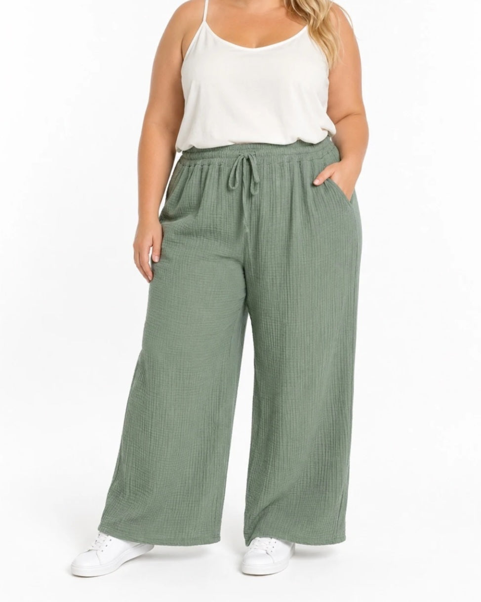 Pantalon palazzo en gaze de coton Zoé ( en pré commande)