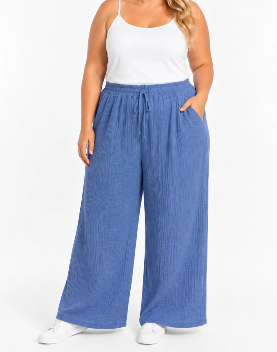 Pantalon palazzo en gaze de coton Zoé ( en pré commande)
