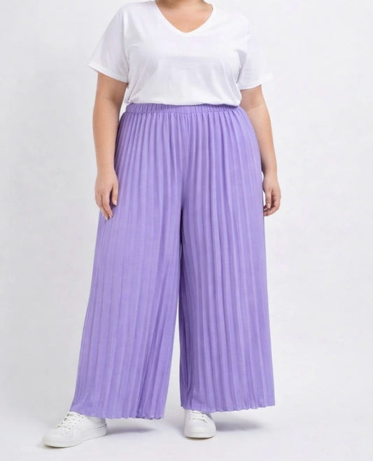 pantalon plissé fluide lilas Léonie