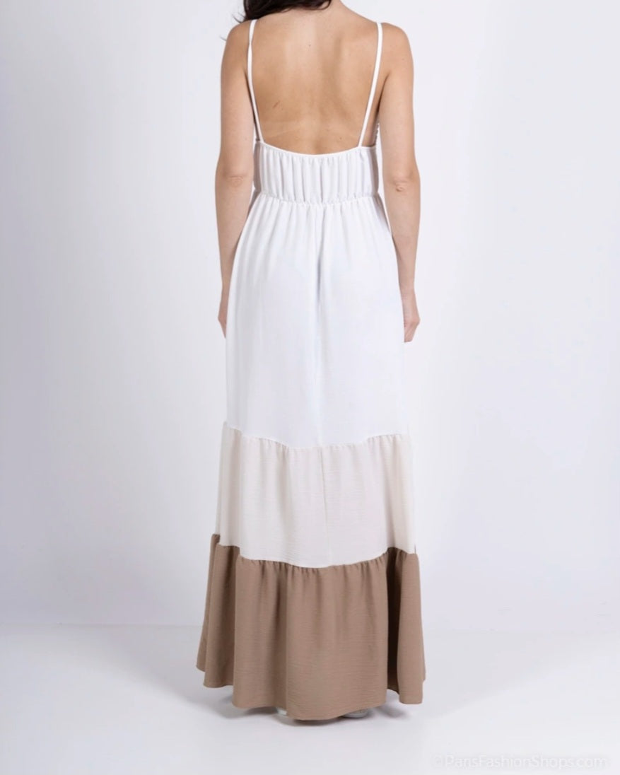 Robe longue brodée dentelle Olivia