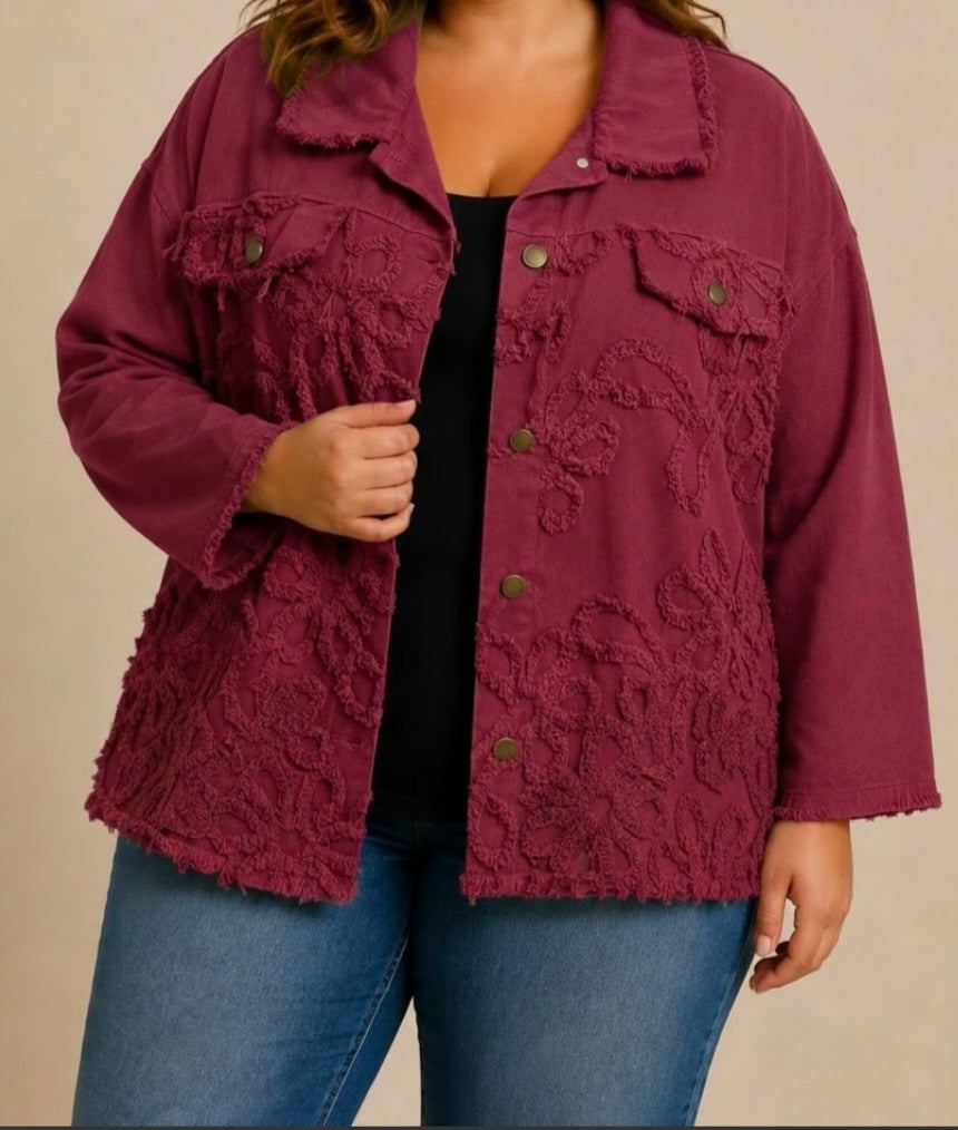 VESTE EN COTON FLEUR EN RELIEF ( en pré commande)