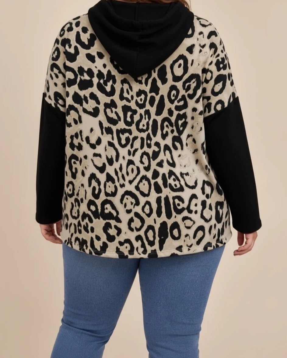 SWEAT A CAPUCHE DOS EN LEOPARD