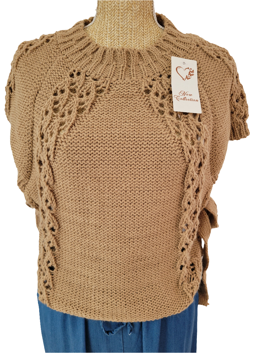Poncho en maille torsadée bohème chic Judith
