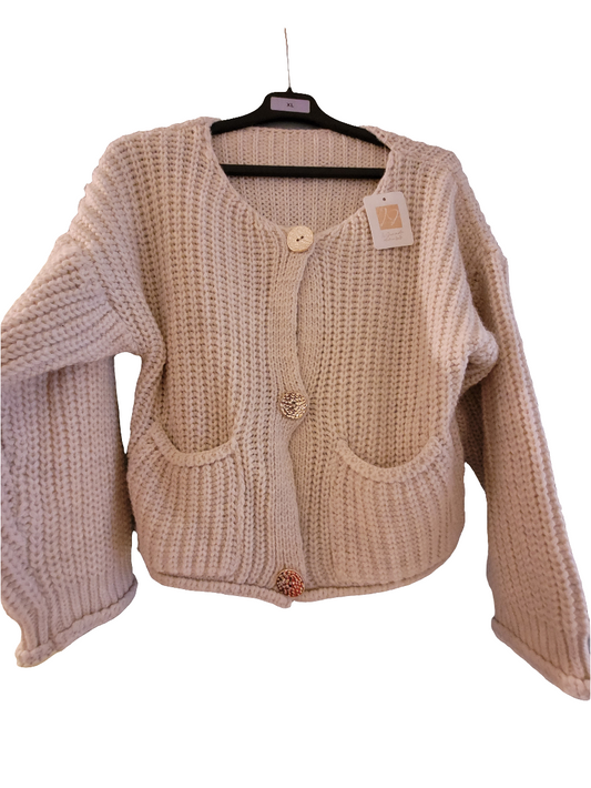 Pull/ gilet beige grosse maille