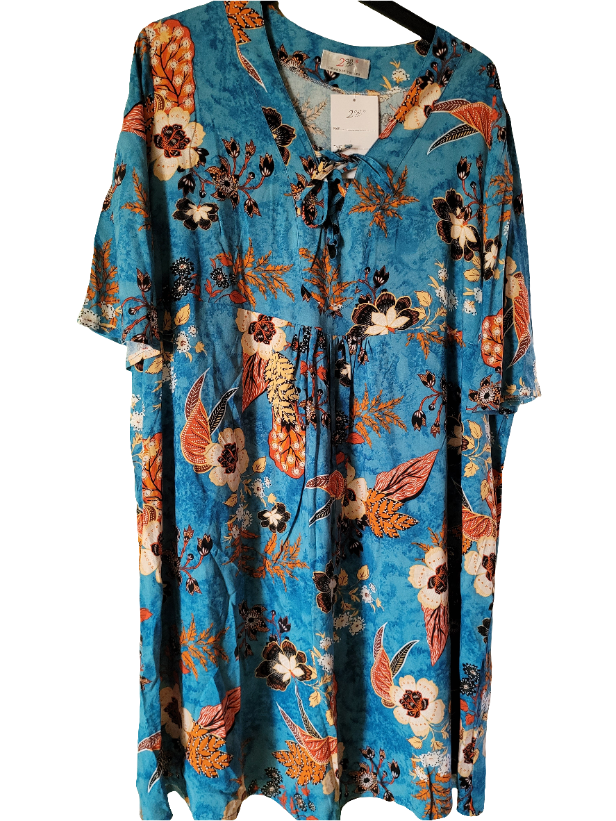 Robes en imprimé à col v avec noeud en viscose fleurs