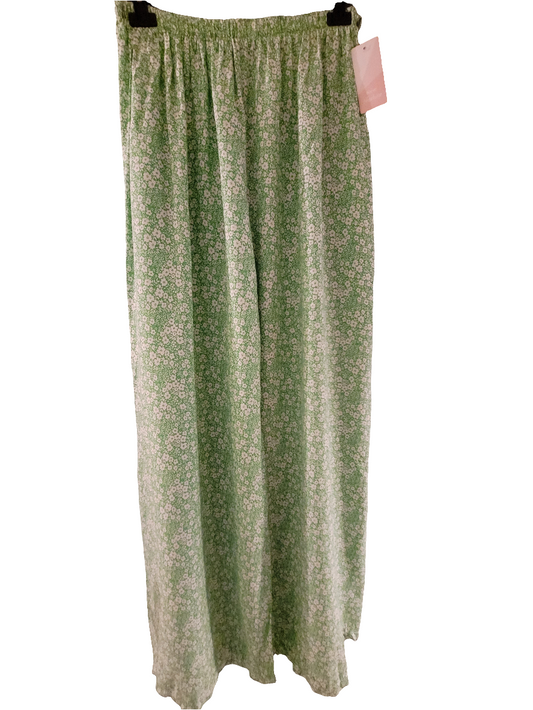 Pantalon fluide vert fleurs Juline