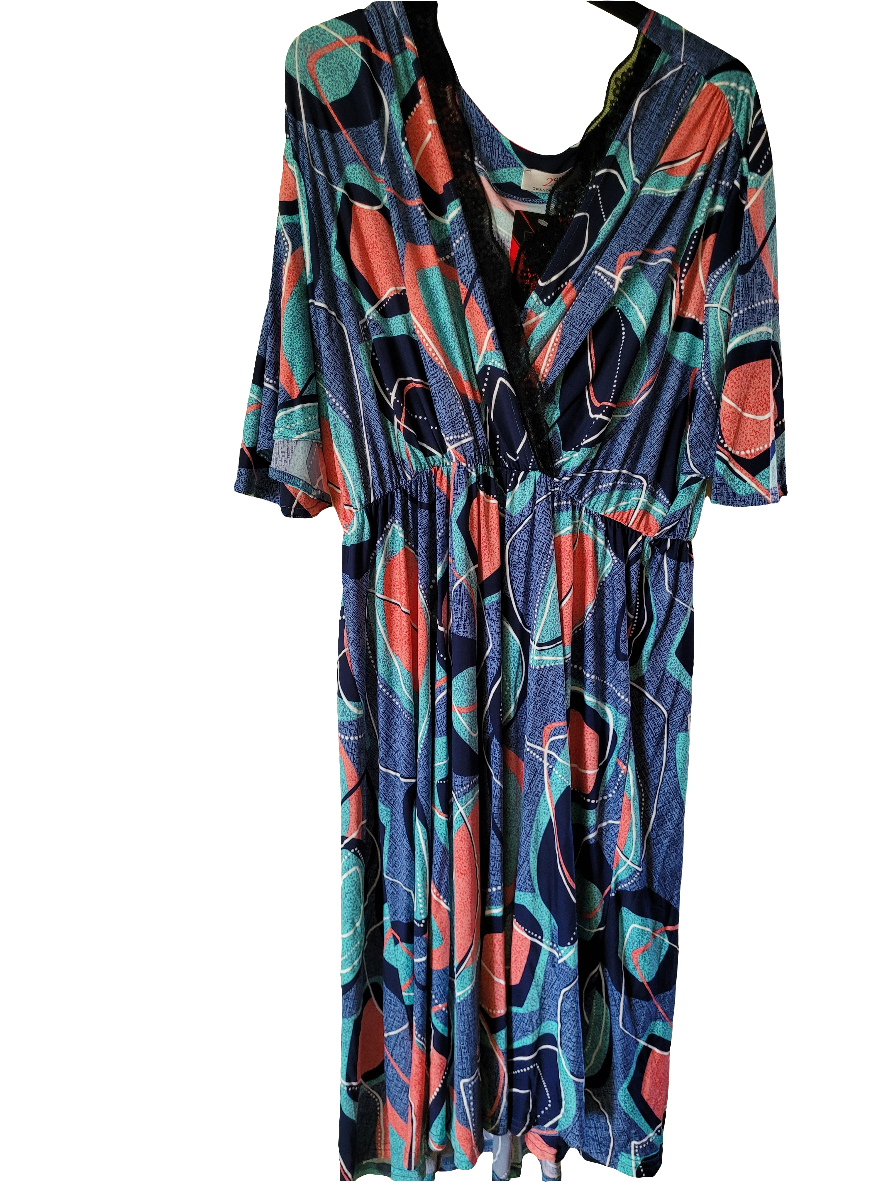 Robe à imprimé en dentelle manches papillon  TU du 54 au 60