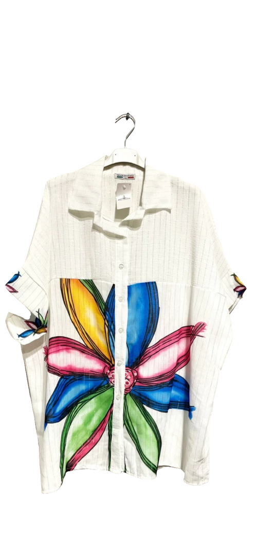 Chemise oversize rosace multicolores