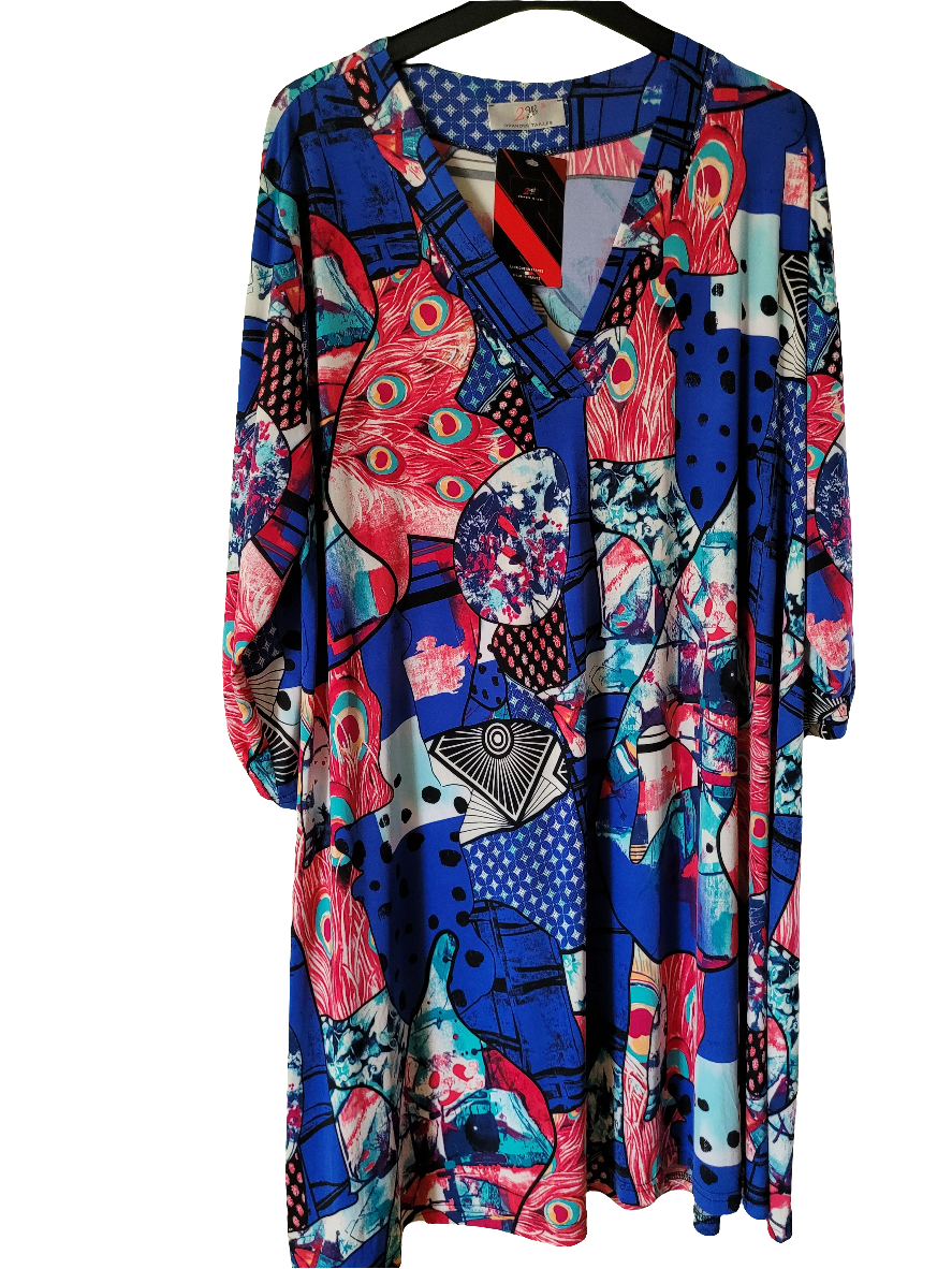 Robe imprimé à manches pattes à col V TU du 46 au 52