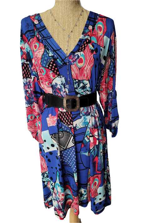 Robe imprimé à manches pattes à col V TU du 46 au 52