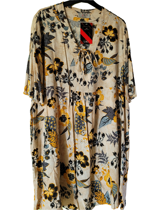 Robes en imprimé à col v avec noeud en viscose fleurs