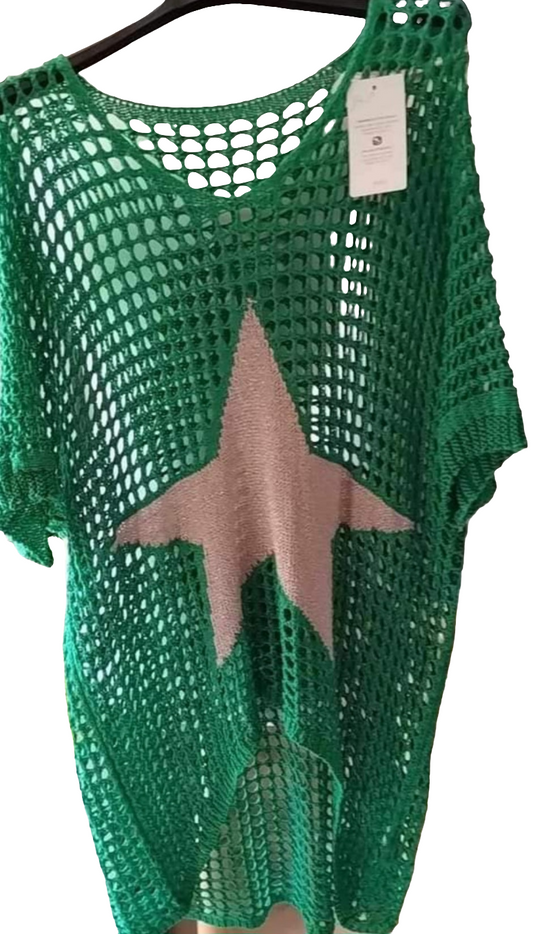 Tunique filet de pêche verte avec étoile dorée