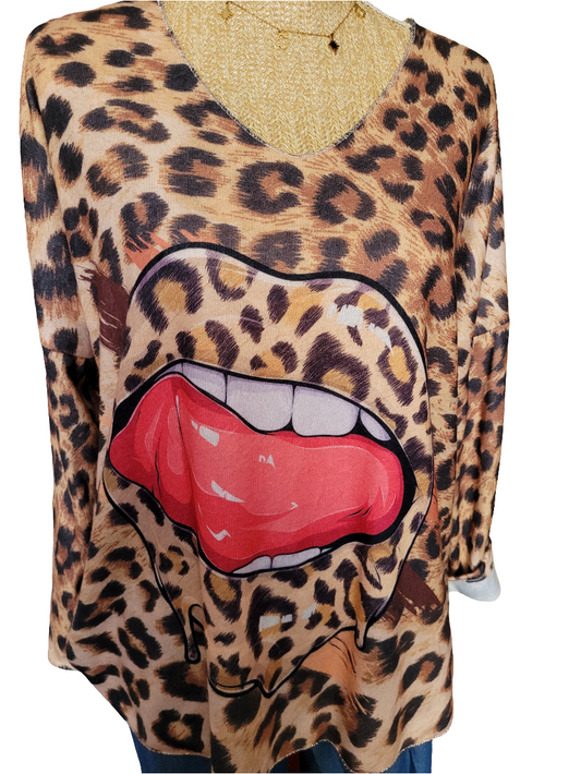 Pull imprimé bouche