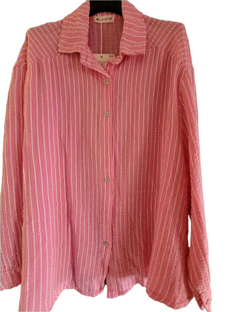 Chemise en gaz de coton à rayures