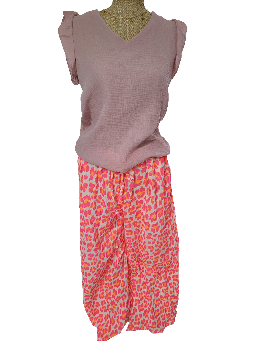 Pantalon gaze de coton léopard
