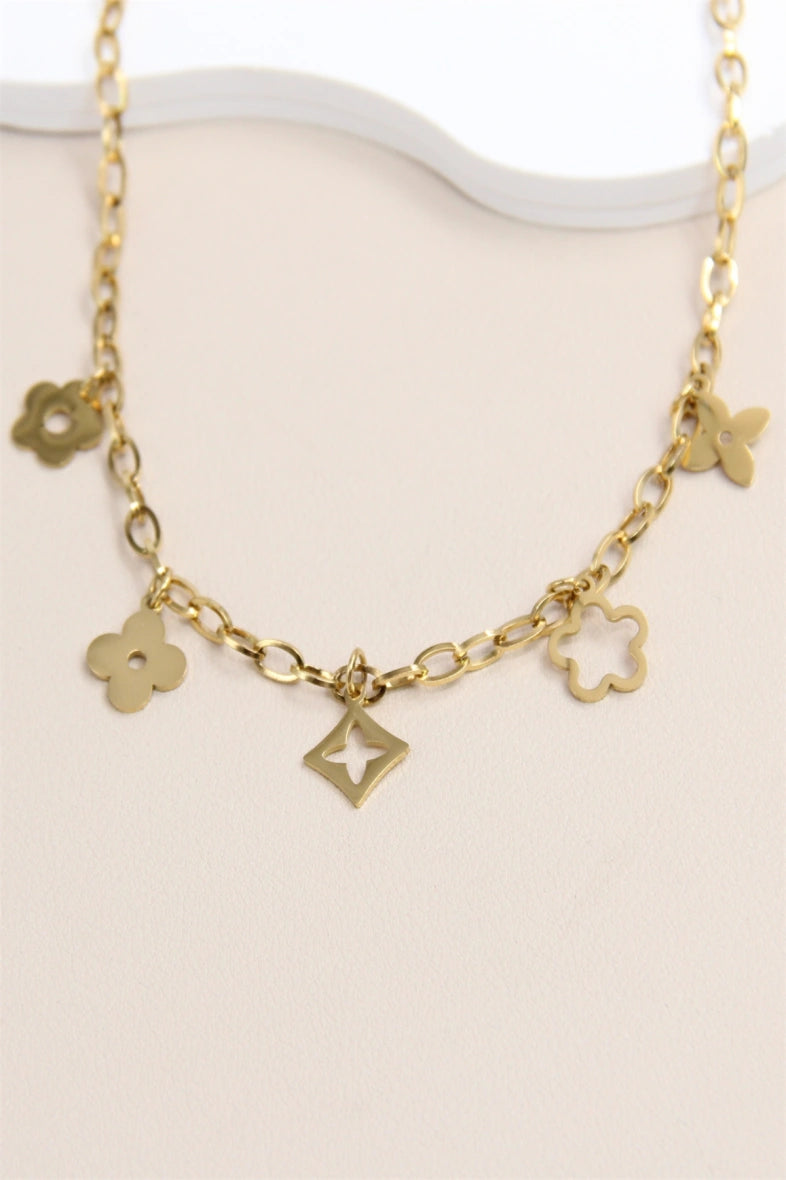 Collier Charms Trèfle et Fleur