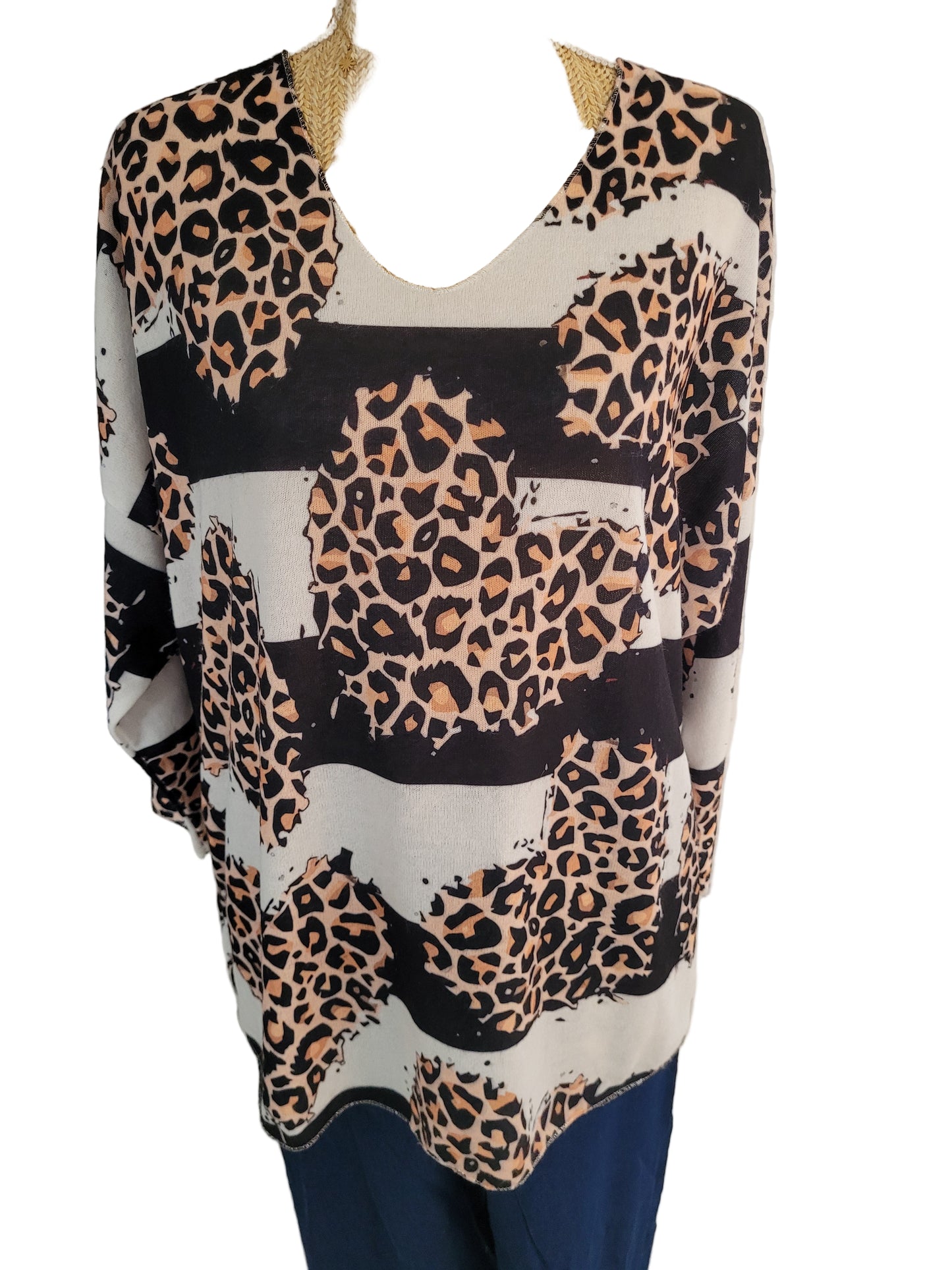 Pull fin imprimé cœurs léopard 🐆 Lina