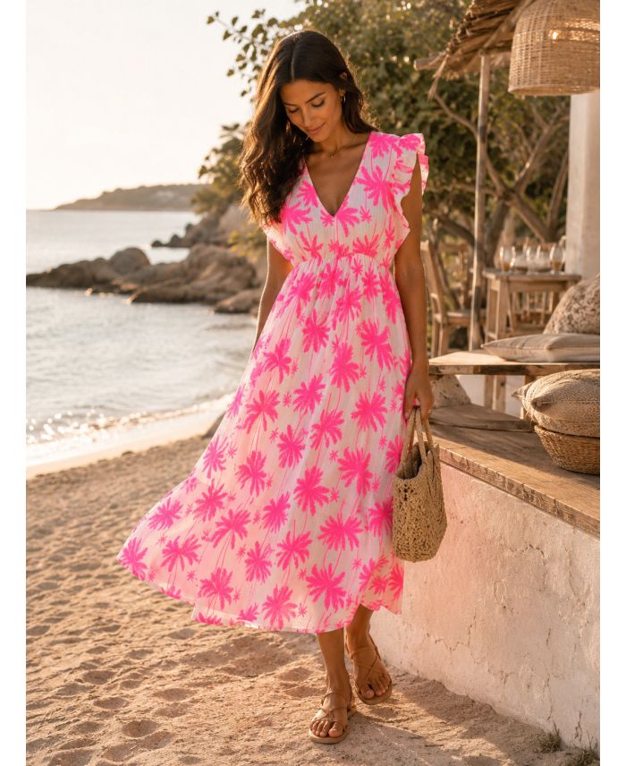Robe longue Palmiers