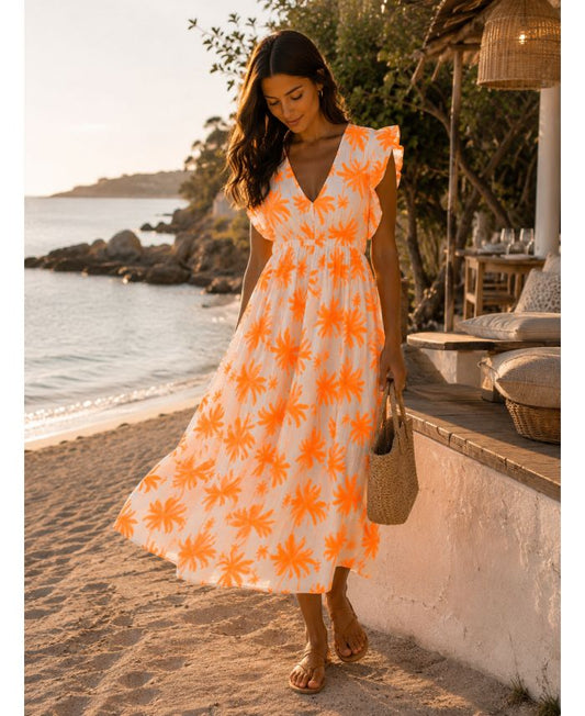 Robe longue Palmiers